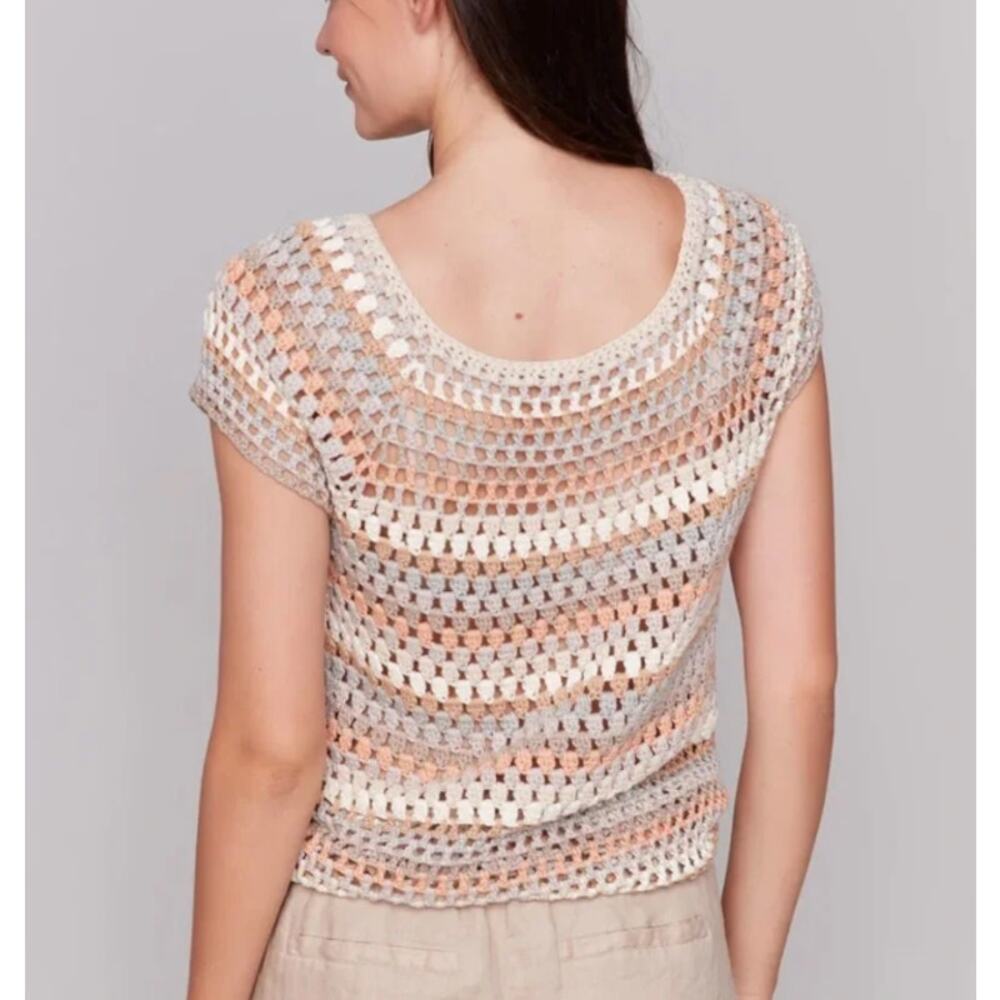 Charlie B Crochet Sweater Top | M, Grey Pink | Boho Beach Hippie 90s *Hand-knit - Picture 5 of 7